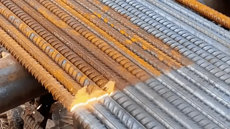 Example of laser rust removal on steel rebar